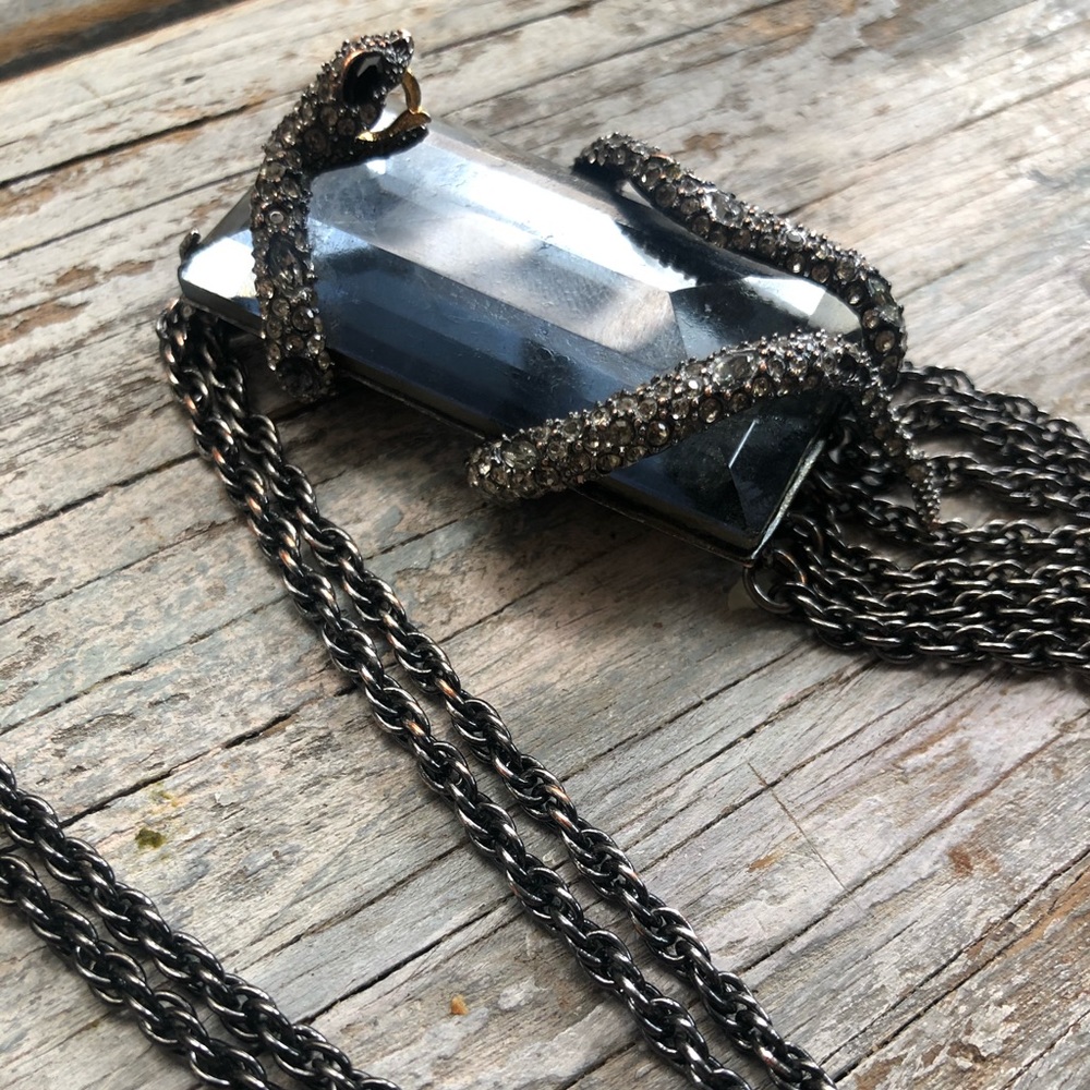 Alexis Bittar Gunmetal Sapphire Snake Pendant